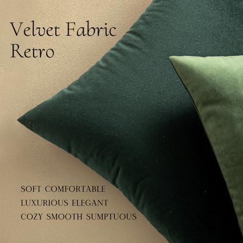 MIULEE Velvet Throw Pillow Covers 16x16 Inch Pack of 2 Army Green - Image 5