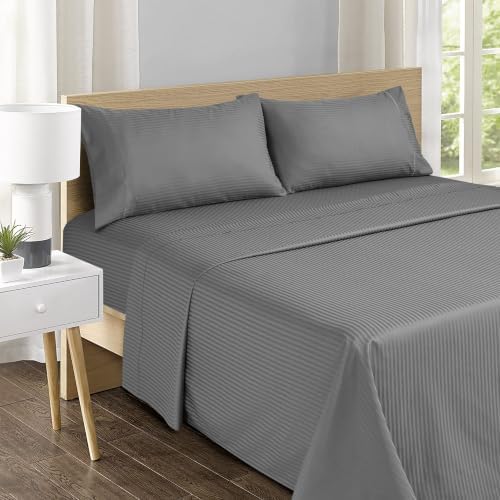 Feather & Stitch 100% Cotton Sateen 500 TC Cal King Size Bed Sheet Set - Image 2