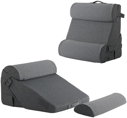 Bedluxe Adjustable 4pcs Bed Wedge Pillow Set, Memory Foam Wedge Pillow Post by Bedluxe