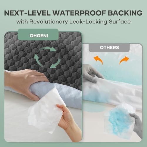 OhGeni 100% Waterproof Mattress Protector, Queen Size Gray Soft Bamboo Viscose - Image 2