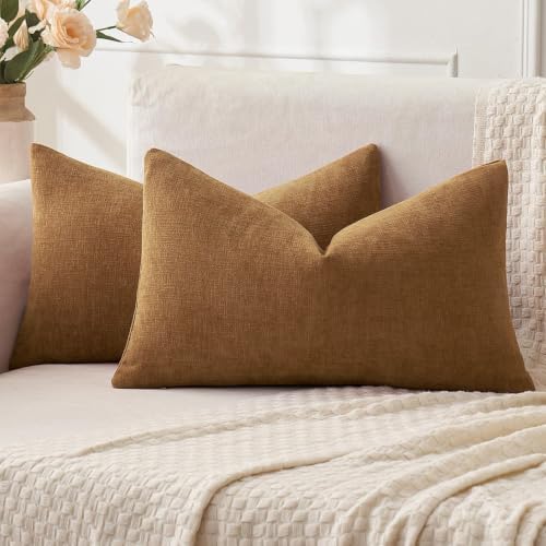MIULEE Bronze Chenille Couch Lumbar Throw Pillow Covers by MIULEE