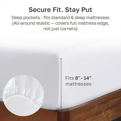 Soft Natural 100% Cotton Sateen King Fitted Sheet, Bright White - Image 4