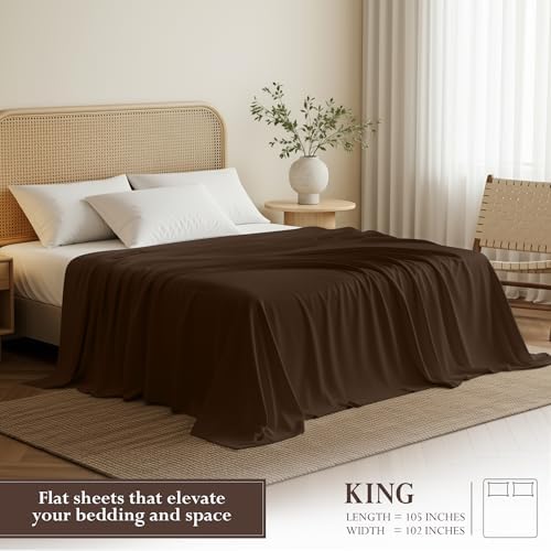 King Size Flat Sheet Only, Ultra Soft & Breathable Hotel Sheets - Image 2