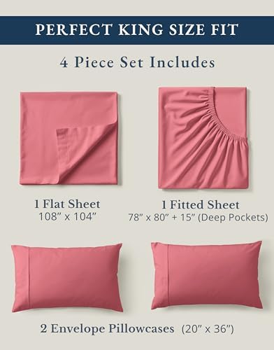 LANE LINEN King Sheets 100% Organic Cotton Soft 4pc Percale - Image 4