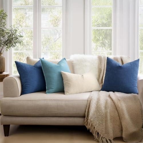MIULEE Navy Blue Chenille Couch Euro Throw Pillow Covers - Image 3