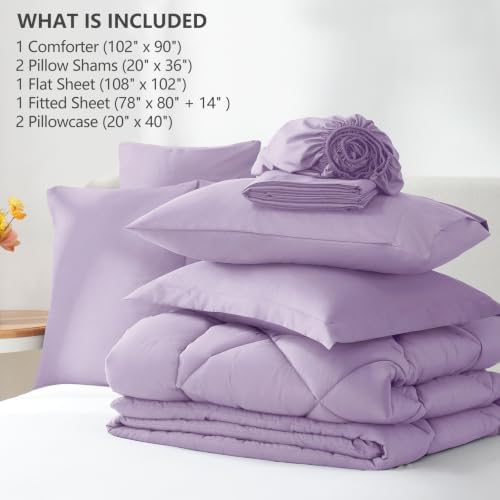 CozyLux King Comforter Set 102"x90" Light Purple - Image 6