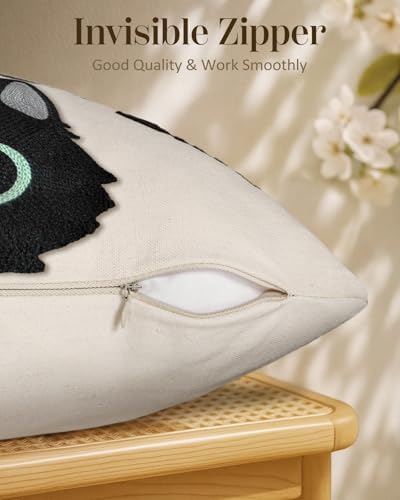 Embroidered Throw Pillow Cover 18x18 Inch, Cat Bone - Image 3