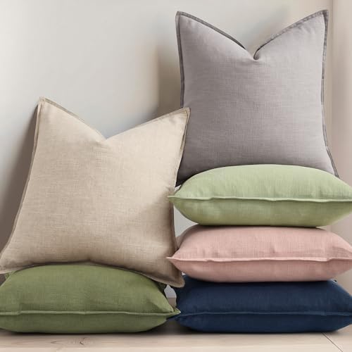 decorUhome Fall Light Grey Linen Throw Pillow Covers 16x16 Set of 2 - Image 5