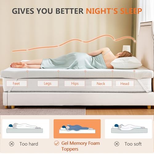 DUMOS 3 Inch Gel Memory Foam Mattress Topper Queen Size - Image 6