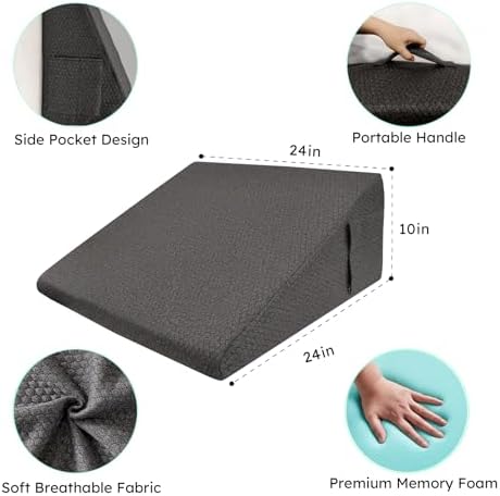 Bedluxe Wedge Pillow, 10 inch Bed Wedge Pillow, Elevated Body Pillow - Image 5