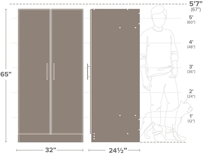 Pemberly Row 32 inch Drifted Gray Engineered Wood Wardrobe Cabinet