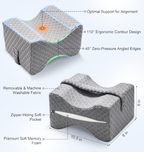 UJPFEO Knee Pillow for Side Sleepers, Leg Pillow for Sciatica, Joints Pain - Image 3