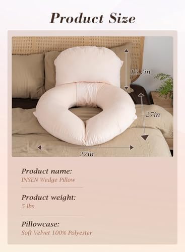 INSEN Wedge Pillow Set for Sleeping and After Surgery, Use for Acid Reflux - Image 3