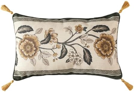 ISAENNE Vintage Elegant Linen Rectangle Throw Pillow Cover by Isaennehomedecoration