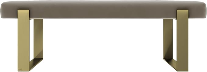 VANT Upholstered Bed Bench - Velvet Sand Storm - Burnished Brass - Contemporary Modern, Bedroom Bench Seat, Hallway, or Entryway