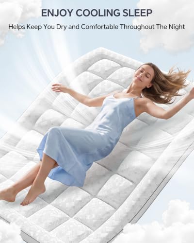 3 Inch Full Mattress Topper Bamboo Viscose Thick Pillow Top Mattress Pad - Image 4