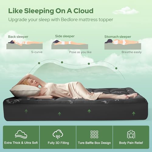 BEDLORE Full Size Mattress Topper, Pillow Top Mattress Pad - Image 4
