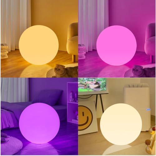 Fun RGBW LED Ball Light with Remote, 16 inch Rechargeable Globe Floor Lamp - Image 3