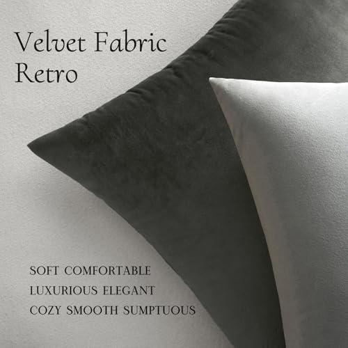 MIULEE Velvet Throw Pillow Covers 12x12 Inch Pack of 2 Medium Gray - Image 5