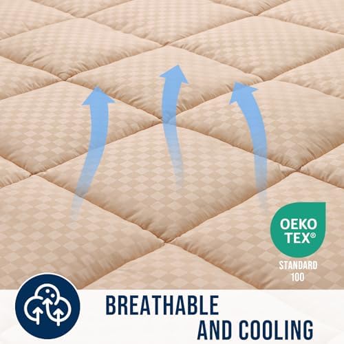 OLANLY Twin XL Quilted Fitted Mattress Pad, Down Alternative Fill - Image 4
