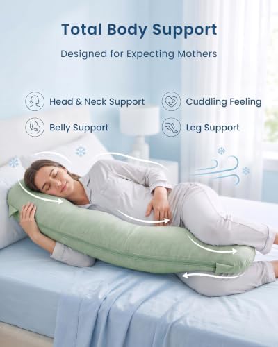 YZ HOME Cooling J Shaped Pregnancy Pillow, Removable Cover - Image 5