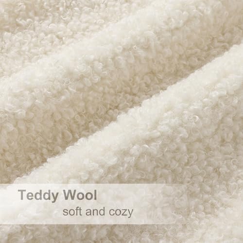 decorUhome Sherpa Throw Pillow Covers 26x26 Set of 2 Neutral Cream - Image 5