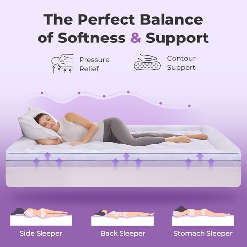 SINWEEK 5 Inch Dual Layer Memory Foam Mattress Topper King Size, 2 Inch Gel - Image 3