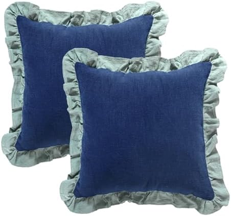 patdrea Vintage Navy Blue Linen Throw Pillow Covers by patdrea