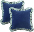 patdrea Vintage Navy Blue Linen Throw Pillow Covers by patdrea