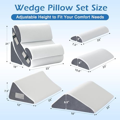 Ahpmeoa 6PCS Wedge Pillow Set for After Surgery, Sit Up Pillow - Image 4