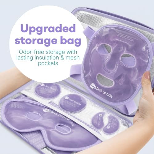 Medi Grade Face Ice Pack and Cooling Eye Mask Set, ChillGel Gel Mask Purple - Image 6