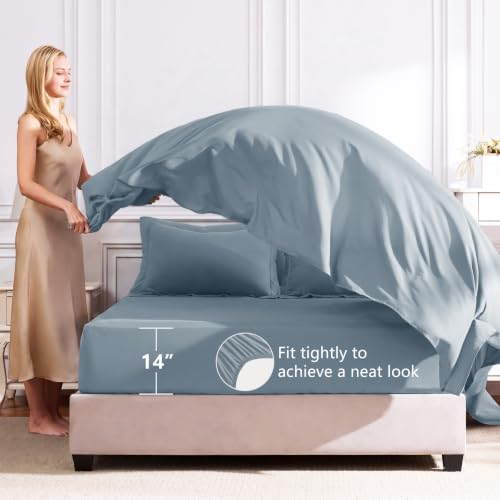 CozyLux Full Comforter Set 82"x86" Dusty Blue - Image 5