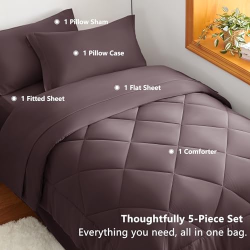 CozyLux Twin XL Comforter Set 68"x88" Cocoa Powder - Image 6