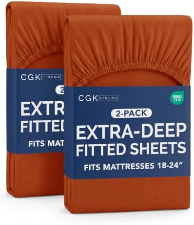 CGK Linens 2 Pack Extra Deep Cal King Fitted Sheets by CGKUnlimited