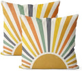 Boho Pillow Covers 18x18 Set of 2 Stripes Colorful Yellow Sunshine Decorative by GOLIANDA