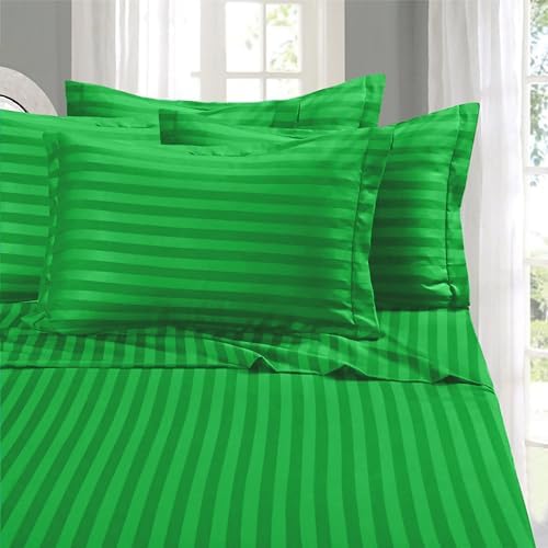 Elegant Comfort 4-Piece Damask Stripe Sheet Set, Twin XL, Emerald Gren by ELEGANTCOMFORT