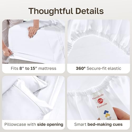 California Design Den Soft 100% Cotton Sateen XL Twin Sheets Set - Image 4