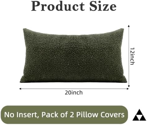 JoraLion 12x20 inch Boucle Throw Pillow Covers, Army Green Woven Texture - Image 4