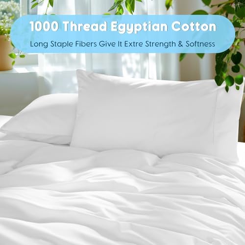SONORO KATE 1000 Series 100% Egyptian Cotton Queen Sheets, Extra Deep Pocket - Image 3
