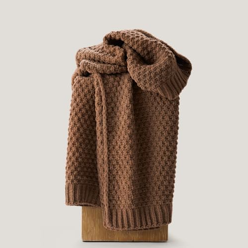 EVERGRACEHOME Chunky Chenille Knit Throw Blanket, 60 x 80, Burnt Orange - Image 5
