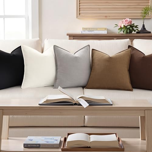 decorUhome Fall Light Grey Linen Throw Pillow Covers 16x16 Set of 2 - Image 4