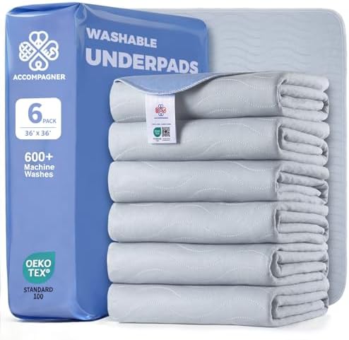 Accompagner Incontinence Bed Pads Washable Waterproof Underpads 36"x36" 6pc by Accompagner