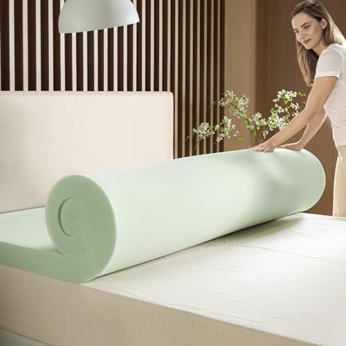 ZINUS 4 Inch Green Tea Memory Foam Mattress Topper, Dorm Bedding, - Image 7