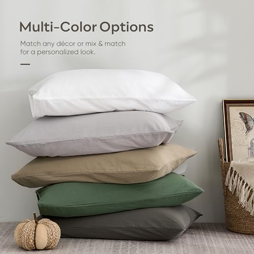 JELLYMONI 100% Washed Cotton Pillowcases, Envelope Closure 2-Pack - Image 7