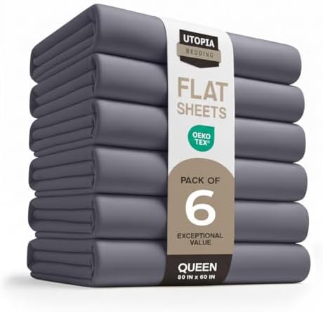 Queen Size Flat Sheet Only Pack of 6, Ultra Soft Hotel Sheets by UTOPIABEDDING
