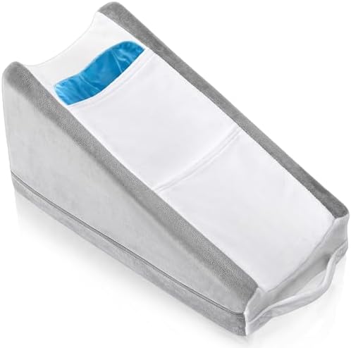 Buryeah White and Light Grey Arm Elevation Pillow 2 Pocket, Plush Material by Buryeah
