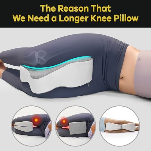 Long Knee Pillow for Side Sleepers Separates Full Thighs for Alignment - Image 3