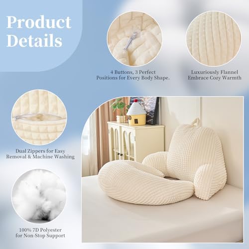 19" Reading Pillow for Bed, U Shaped Arm & Elbow Support - Image 6