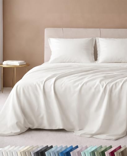 California Design Den 600 Thread Count Bed Sheets Queen Size Set, True Ivory by CaliforniaDesignDen