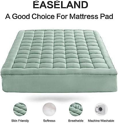 EASELAND Full Size Mattress Pad Pillow Top Mattress Topper Cotton Top - Image 2